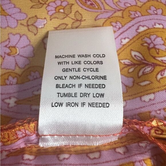 DR2 Kimono Duster Caftan Womens S/M Orange Paisley Floral Satin Boho Cover Up - Picture 6 of 6